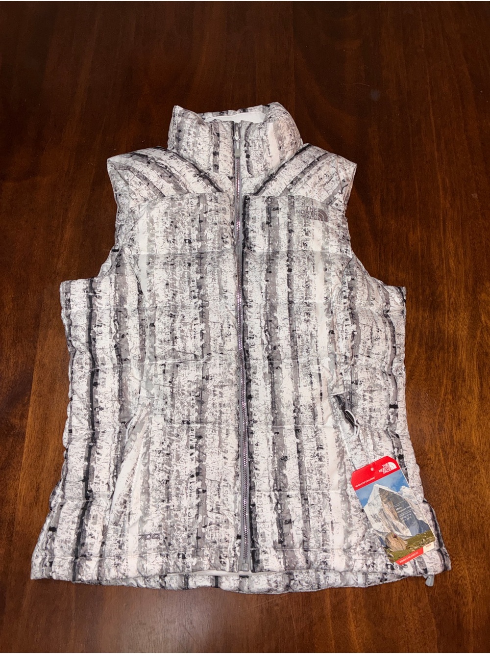 North Face Women’s Nuptse 2 Down Puffer Vest White Birch Print- size small
